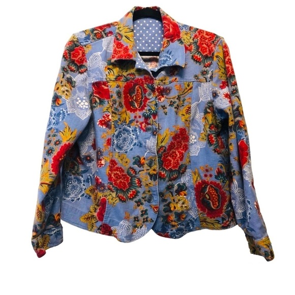 Vintage Floral Red & Blue Blazer - Picture 1 of 5